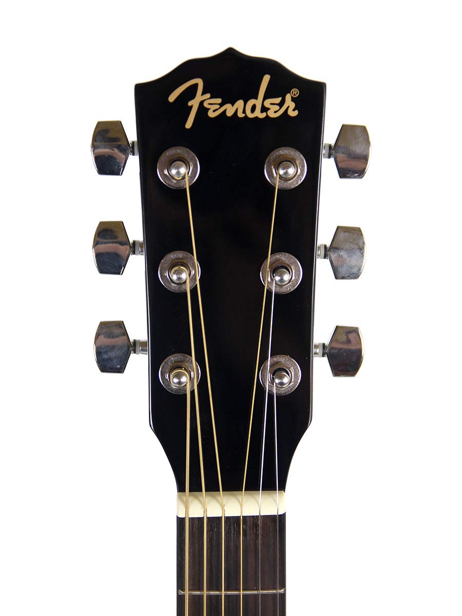 Fender FA-115 Dreadnought Acoustic Guitar Bundle - Black with Hard Case, Tuner, Strings, Strap & Picks | Perfect for Beginners, Campfires & Live Performances