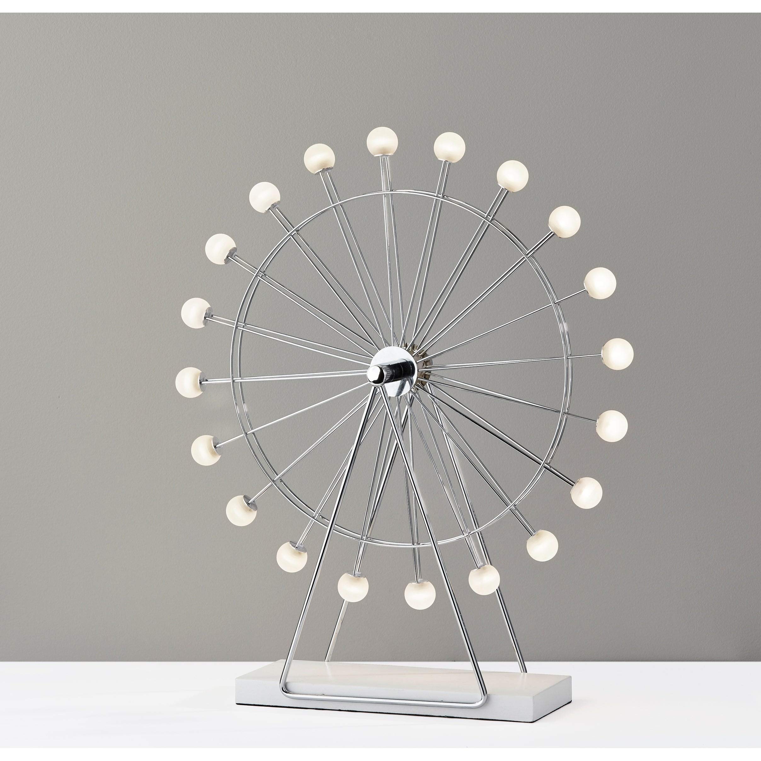 Modern Chrome LED Wheel Table Lamp - Large Glam Contemporary Design with Energy Efficient Bulbs Included - Perfect for Living Room, Bedroom, or Office Lighting