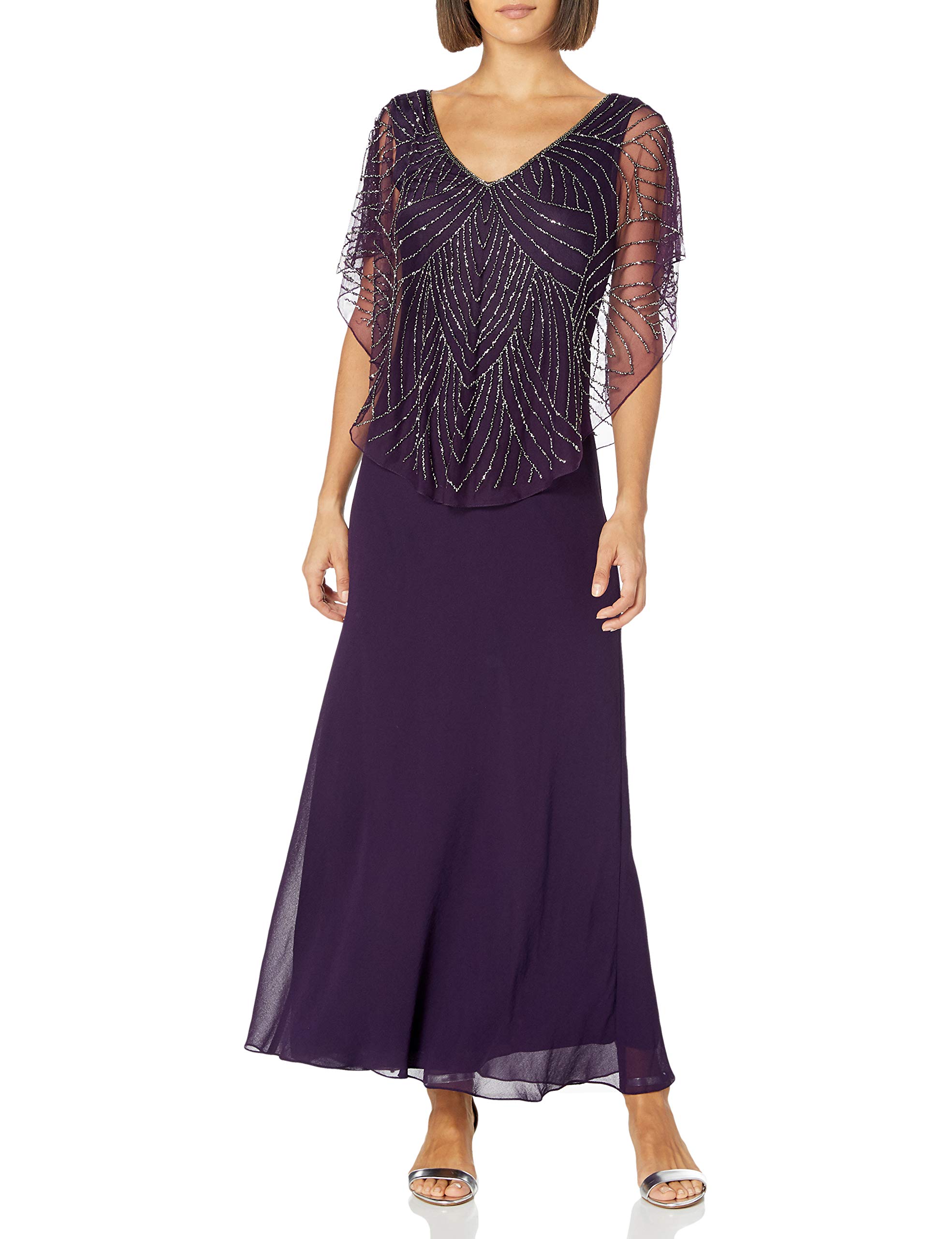 J Kara Women's Capelet Dress - Elegant Sleeveless Wrap Dress for Weddings, Parties & Special Occasions | Plus Size & Petite Options Available