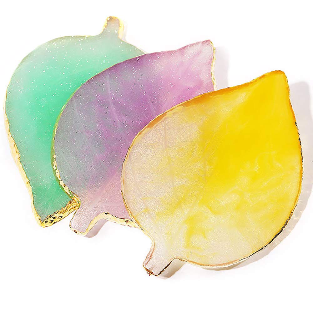 1 Pcs Leaf Resin Nail Art Palette - Professional Painting Makeup Tray for Nail Gel Polish Mixing - Perfect for DIY Manicure & Salon Use - Yellow
