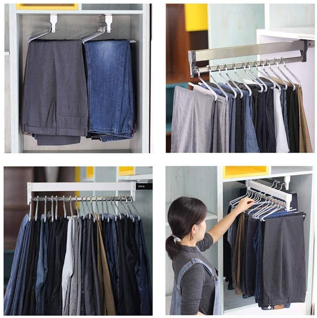 Extendable Pull-Out Closet Rod 15.7-23.6 Inch, Heavy Duty Metal Clothes Rail for Wardrobe Organization - Perfect for Small Spaces, Closets & Laundry Rooms