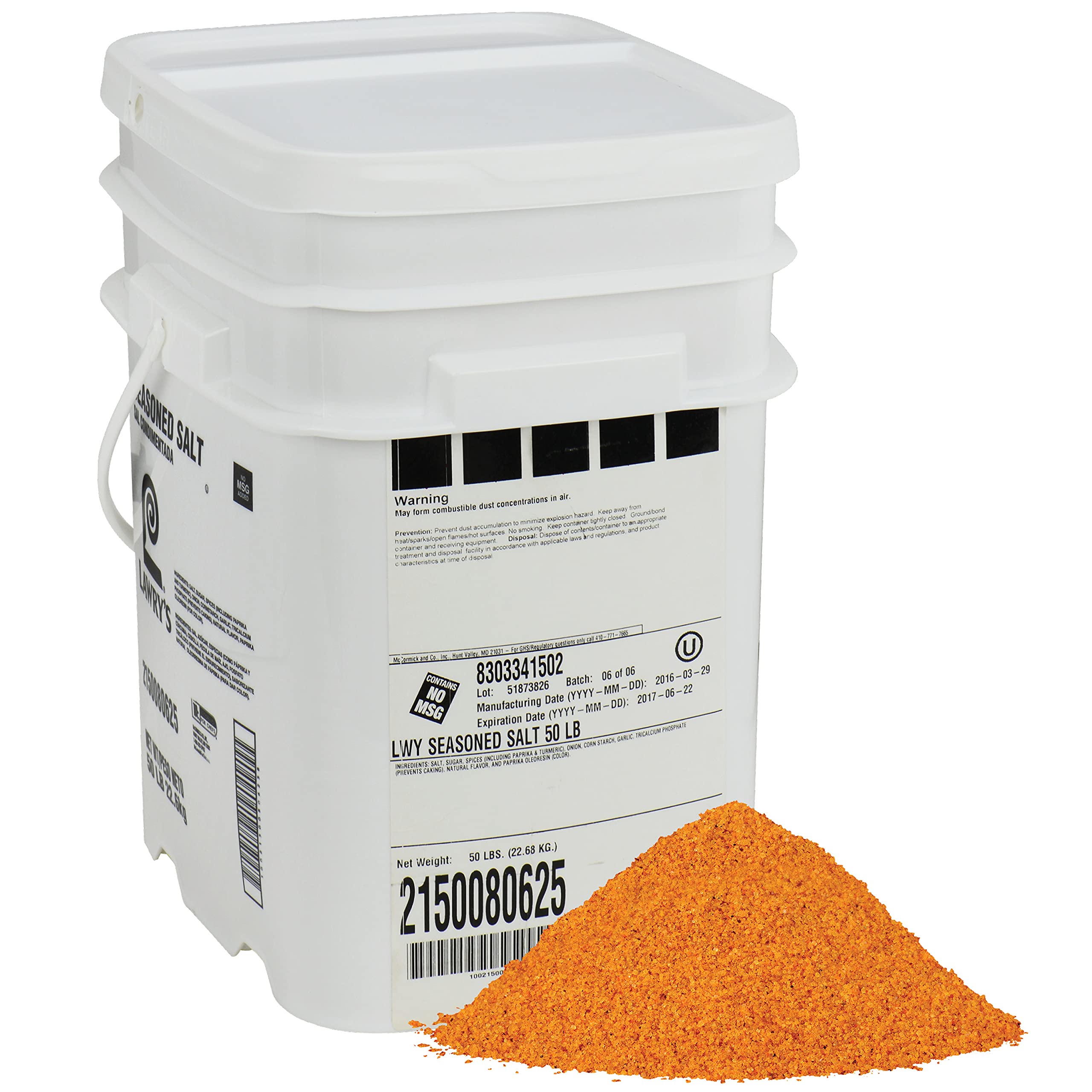 Lawry's Seasoned Salt 50 lb Bulk - Restaurant-Grade All-Purpose Seasoning Blend with Garlic, Turmeric & Spices | Perfect for Commercial Kitchens, Catering & Food Service | Kosher Certified
