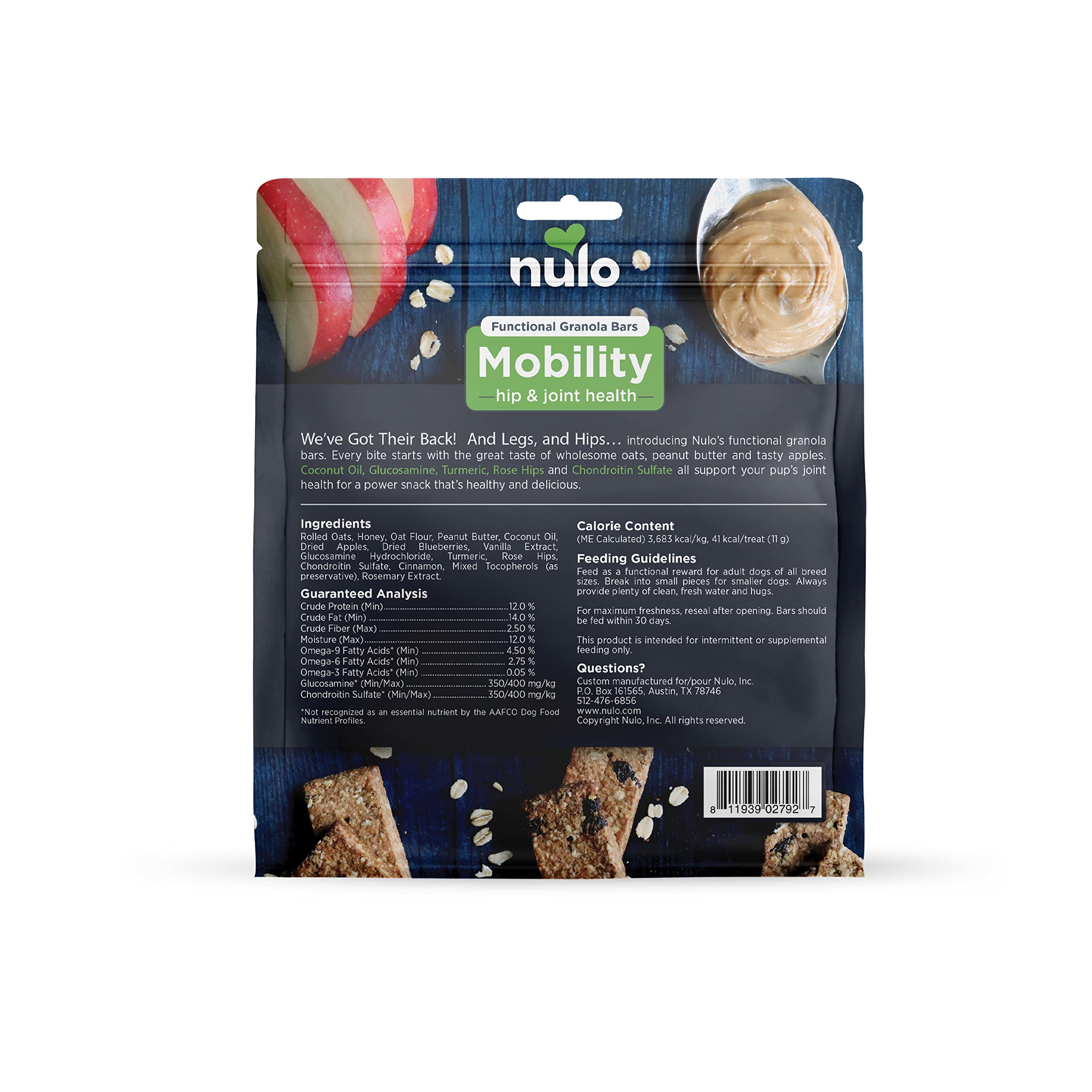 Nulo Functional Granola Bars for Dogs - Healthy Oven-Baked Dog Treats with Prebiotics & Probiotics - No Added Salt, Sugar or Molasses - 10oz Bag - Perfect for Training Rewards & Digestive Health Support