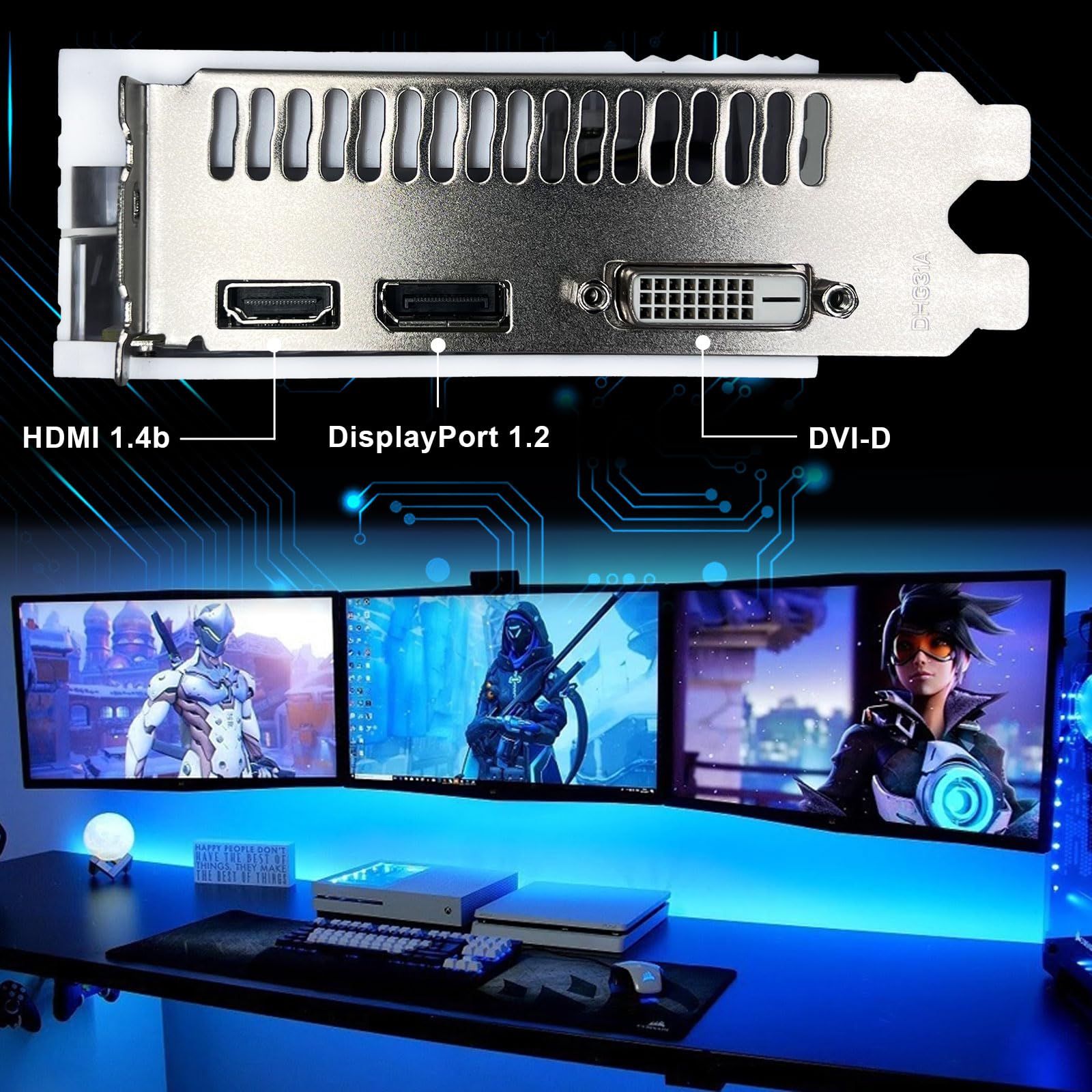 KAER RX580 8GB GDDR5 256-bit Gaming Graphics Card with Dual Fans - 1284/7000MHz, PCIe 3.0, DVI/HDMI/DP - Perfect for PC Gaming, Video Editing & 4K Streaming