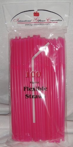 1,000 Flexible Drinking Straws - Hot Pink - 10 Packs x 100 Straws - Perfect for Luau, Wedding, Party & Events - BPA-Free & Eco-Friendly - Bulk Disposable Straws for Smoothies, Cocktails & Beverages