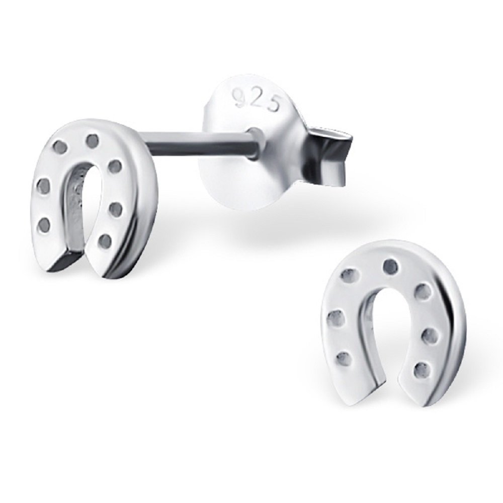 925 Sterling Silver Horseshoe Small Stud Earrings for Women - Lucky Charm Jewelry Gift for Birthday, Wedding & Everyday Wear