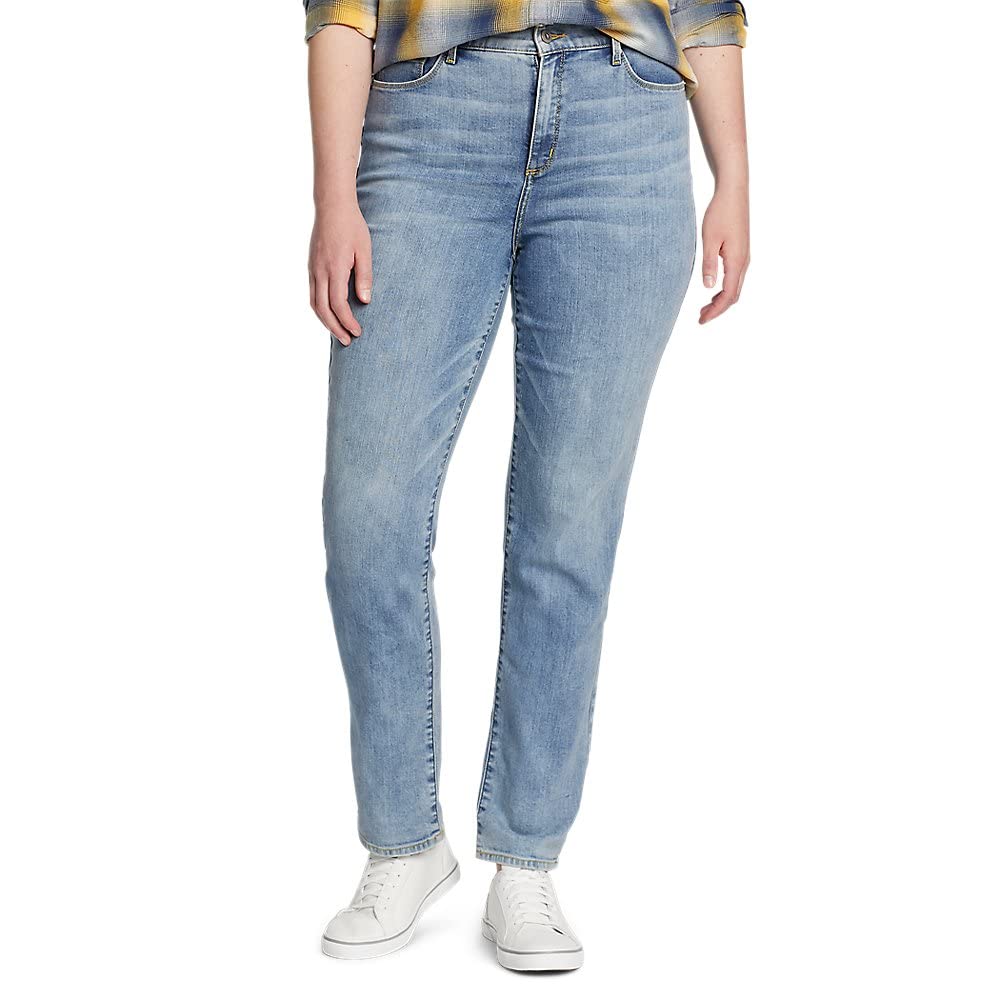 Eddie Bauer Women's Voyager High-Rise Slim Straight Jeans - Comfortable Stretch Denim Pants for Casual Wear & Outdoor Adventures