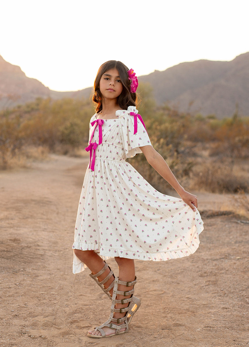 Franny Dress - Pink Floral Dot Print Women's Summer Dress | Perfect for Beach Vacation, Date Night & Casual Outings