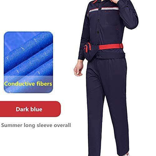 YUCHENGTECH Anti-Static ESD Suit - Unisex Electrostatic Protective Workwear for Cleanroom & Lab - Breathable Summer Coverall, Dark Blue (XL) - Ideal for Electronics Assembly, Medical Labs & Industrial Safety