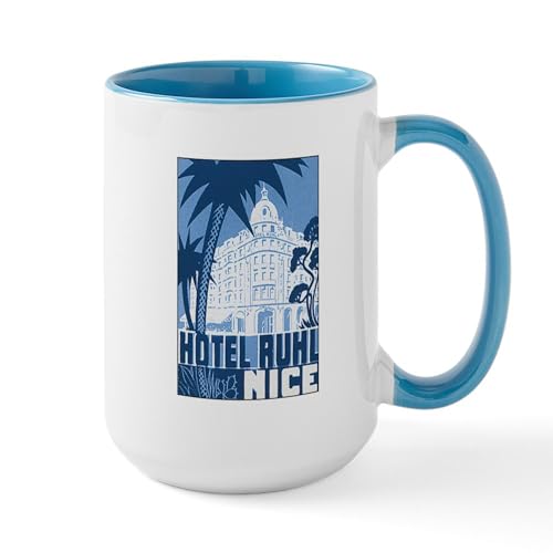 White/Blue Inside - Nice France Large Mug