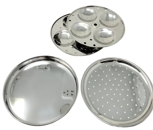 Premium Stainless Steel Cooker Set - 12 Plates (4 Idli, 4 Dhokla, 4 Steamer) | Multi-Purpose Cooking Pot for Indian Cuisine | Induction & Gas Stove Compatible | Perfect for Making Idli, Dhokla, Dumplings & Healthy Steamed Meals