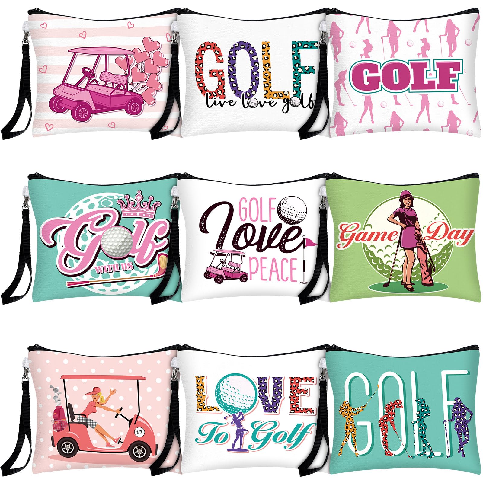 18pcs Golf Cosmetic Bags for Women - Travel Toiletry Organizer | Perfect Golf Gift for Ladies & Players