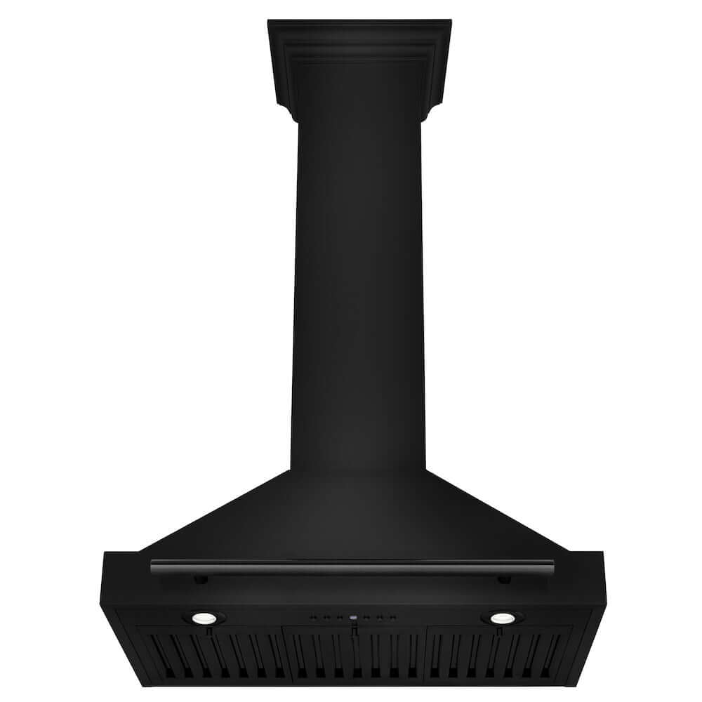 ZLINE Convertible Black Stainless Steel Wall Mount Range Hood with Black Stainless Steel Handle (BSKB4X) - Powerful Kitchen Ventilation for Modern Homes, Perfect for Cooking, Grilling & Baking