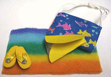 Miniature Beach Bag, Towel & Flip Flops Set for Dollhouse - Perfect for DIY Doll Accessories, Miniature Scenes & Creative Play