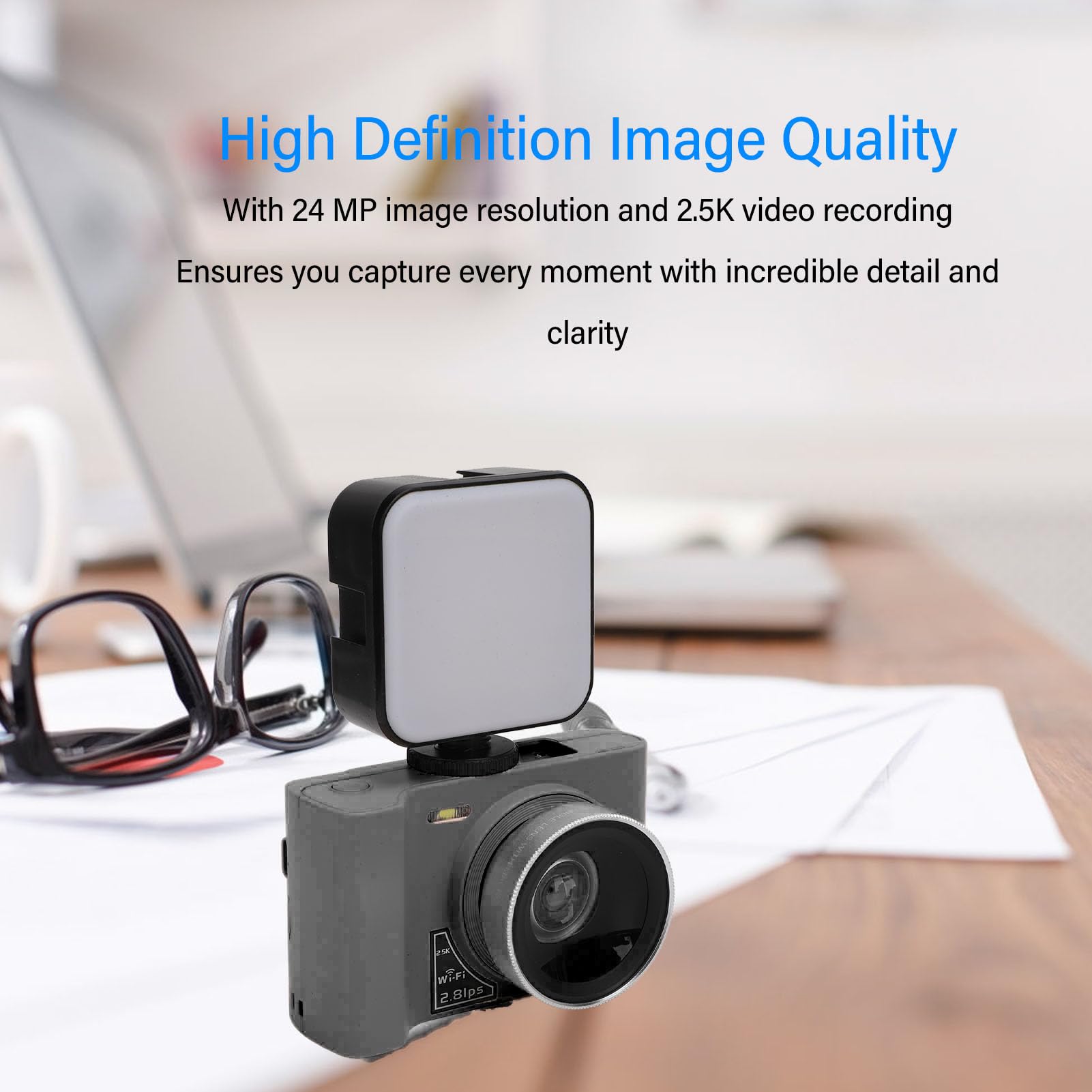 2.5K Vlogging Camera with Fill Light - 24MP 16X Digital Zoom Compact Digital Camera for Beginners & Teens, Webcam with Pause Function (Black) | Perfect for YouTube Videos, Travel Photography & Live Streaming