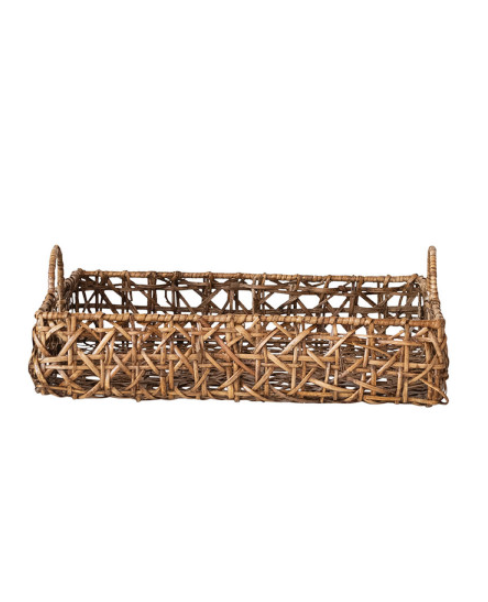Open Weave Tray - Natural Bamboo Serving Tray for Dining, Kitchen & Home Decor | Perfect for Breakfast in Bed, Party Snacks & Living Room Organization