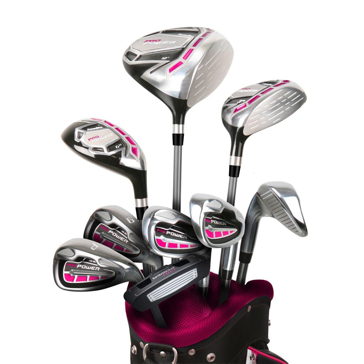 Powerbilt Pro Power Complete Golf Club Set for Women - Petite, Standard & Tall Sizes, Right & Left Handed with Stand Bag - Perfect for Beginners & Advanced Golfers on the Course