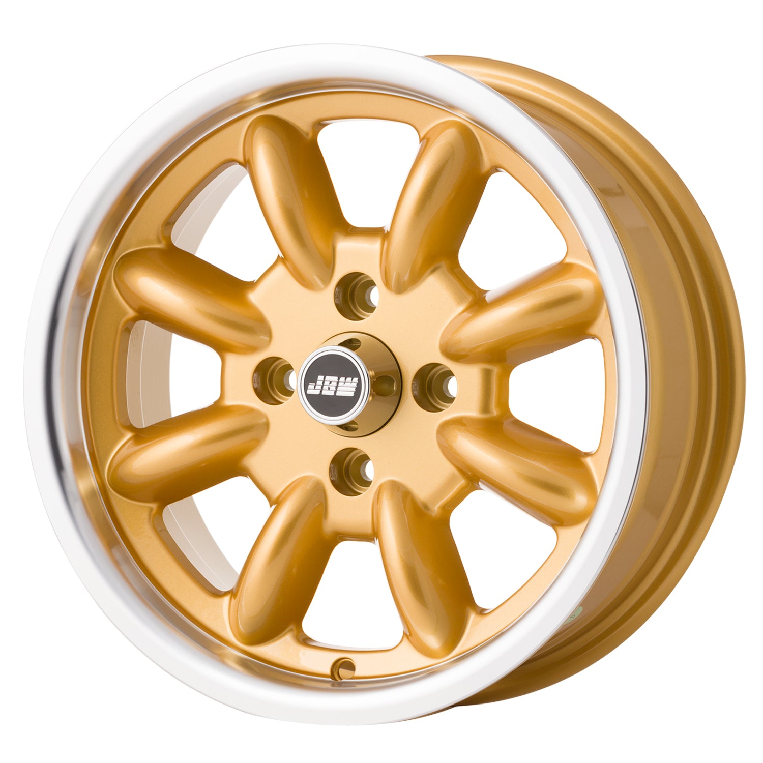 JBW 15x6 Minilight Alloy Wheels - 4x108 Bolt Pattern, Gold Finish, ET10 Offset - Perfect for Classic Cars & Performance Upgrades