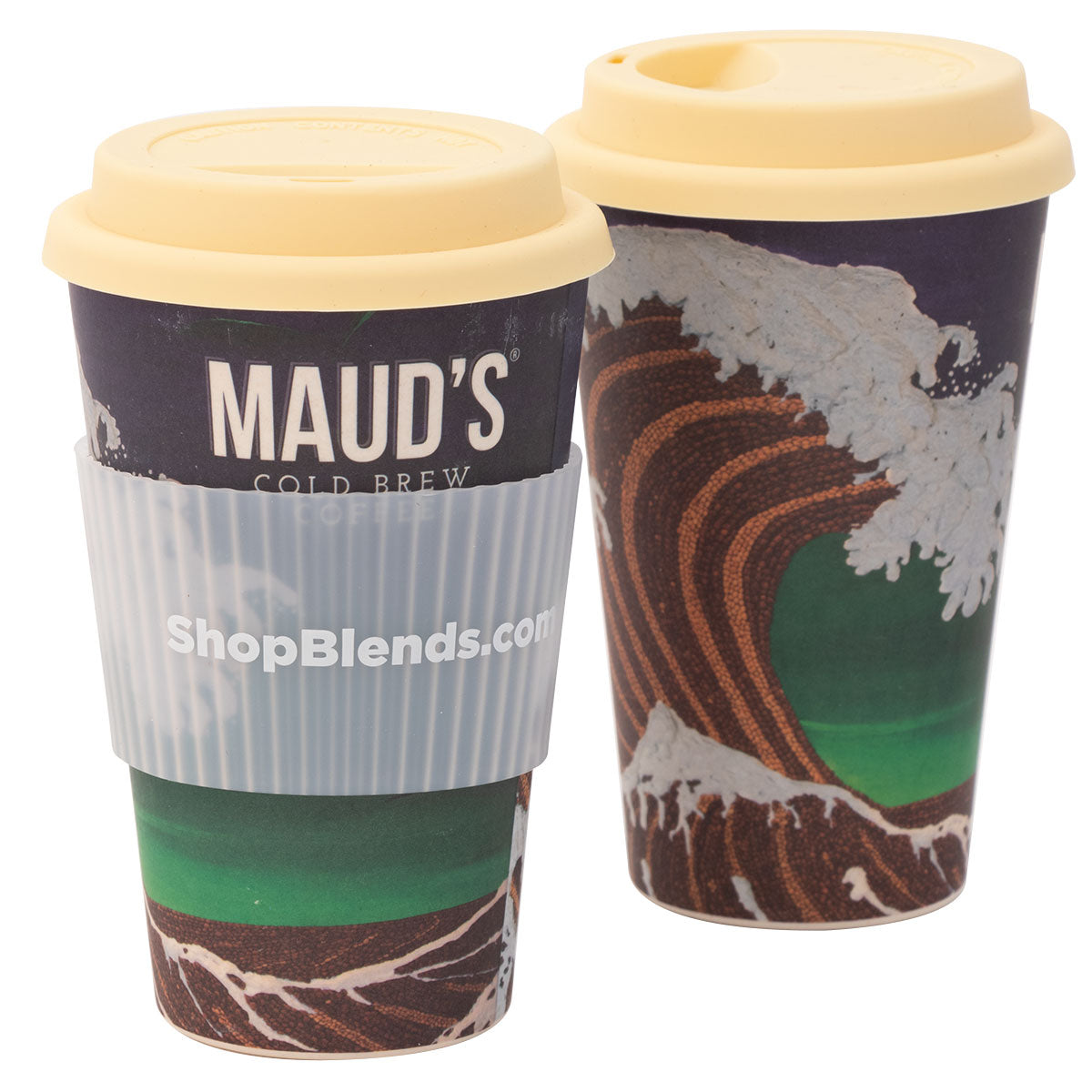 Premium Bamboo Travel Mug - Maud's Crashing Beans - Eco-Friendly Insulated Coffee Cup for Hot & Cold Drinks - Perfect for Commuting, Camping & Outdoor Adventures