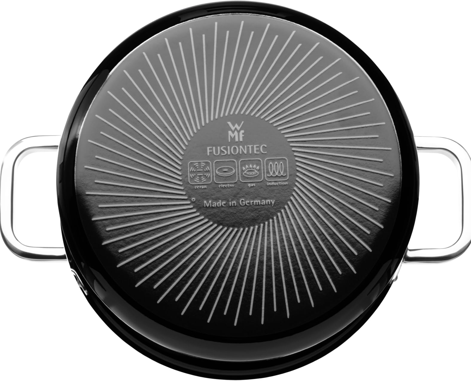 WMF FUSIONTEC 6.4L Round Saucepan with Lid - Black & Red Stainless Steel Cookware for Induction, Oven Safe up to 250°C - Perfect for Soups, Stews, and Pasta Cooking