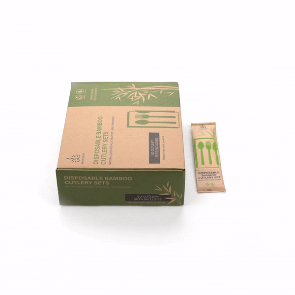 Eco-Friendly Bamboo Disposable Cutlery Set - 50-Piece Biodegradable Utensils with Kraft Paper Pouch | Perfect for Picnics, Camping & Parties