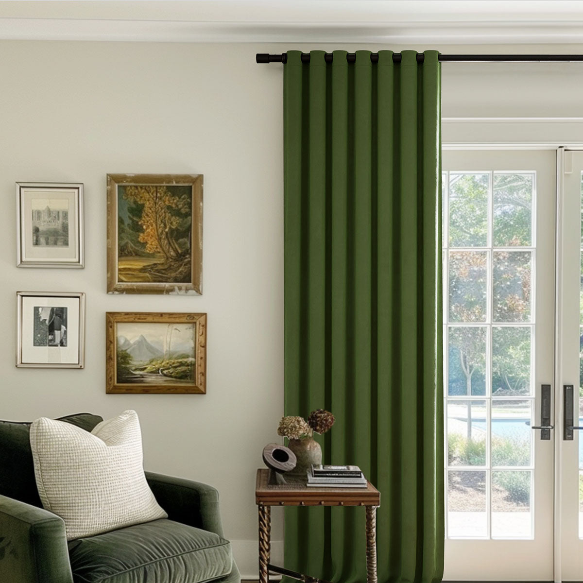 Luxury Blackout Curtains - Heavyweight Velvet Drapes with Grommet Top | Off-White Custom Window Treatments for Bedroom & Living Room | Noise Reducing & Light Blocking