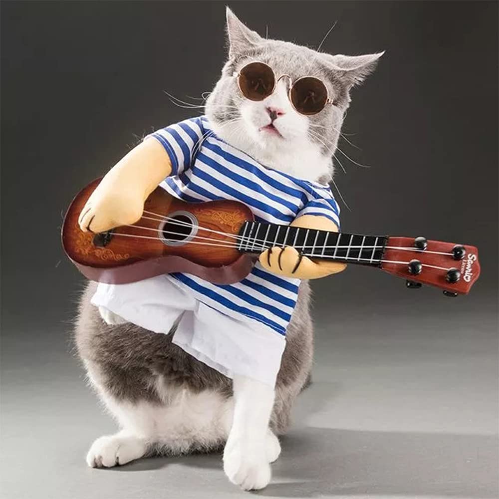 Funny Guitarist Style Dog & Cat Costume - XL Pet Clothes for Halloween, Christmas, Birthday & Cosplay Parties | Perfect Gift for Weekend Parties & Crazy Dress-Up Fun
