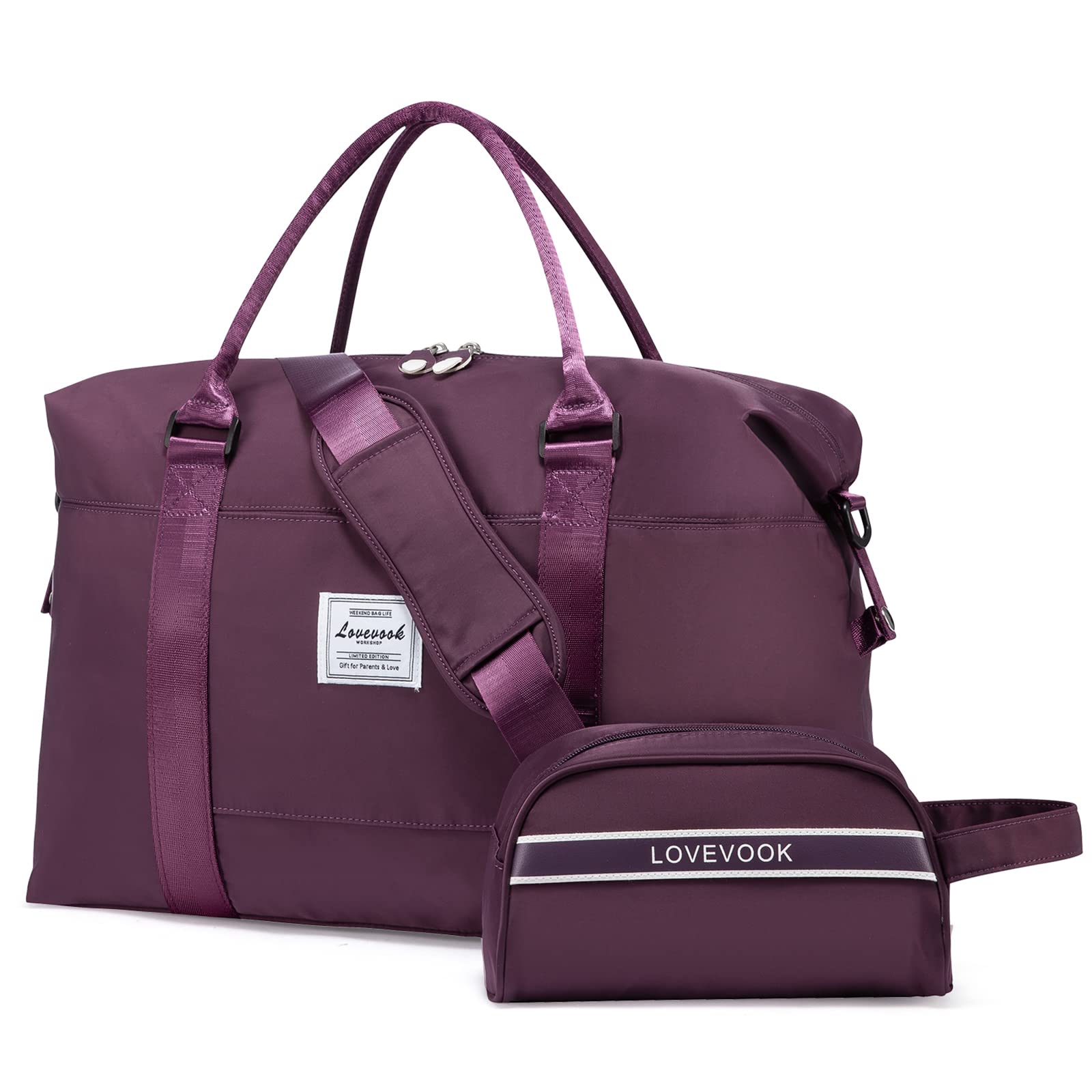 LOVEVOOK Women's Weekender Bag - Stylish Travel Tote, Gym Duffel & Carry On Overnight Bag with Toiletry Pouch - Perfect for Weekend Getaways, Gym Workouts & Hospital Visits