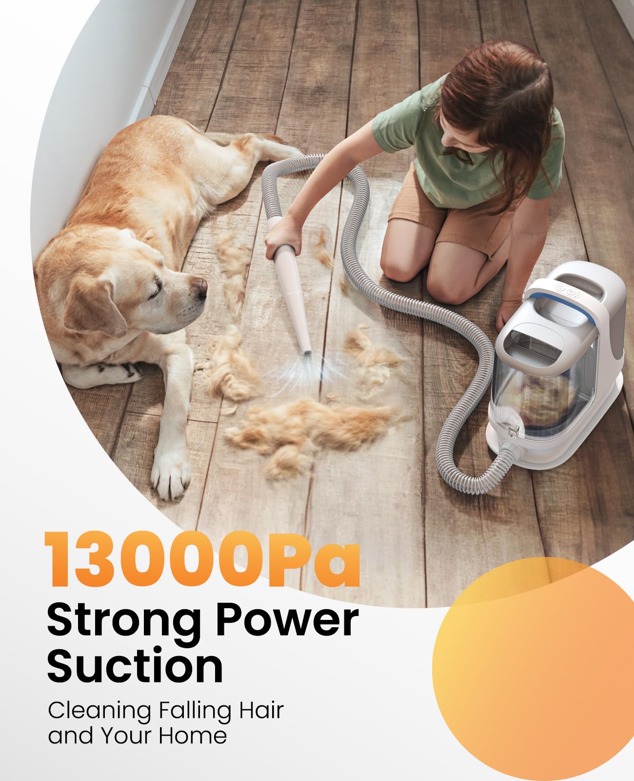 Oneisall Dog Grooming Vacuum - 13000Pa Powerful Pet Hair Vacuum with 7 Grooming Tools (Clippers & Shedding Brush), 3L Dust Cup, 3 Suction Levels, Ultra Quiet BM3 - Perfect for Home Pet Grooming & Shedding Control