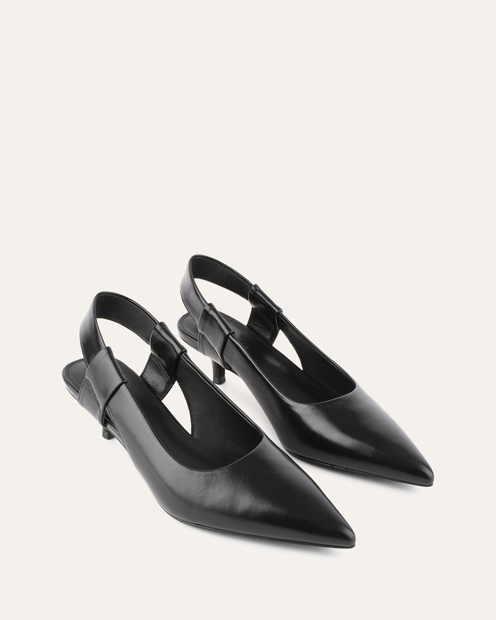 ROSA Women's Black Leather Low Heel Pumps - Comfortable & Stylish Shoes for Work, Office, and Formal Occasions