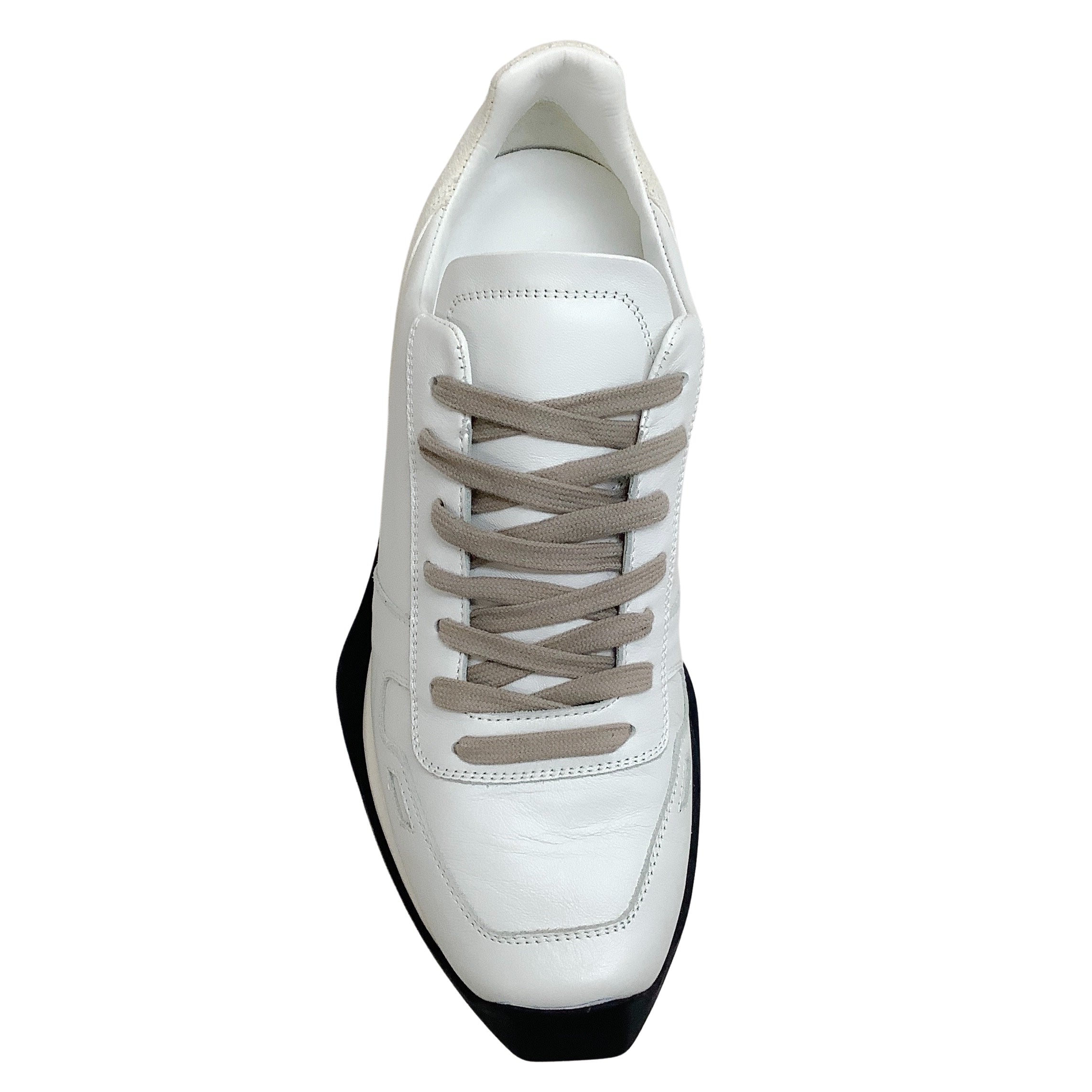 Rick Owens Chalk White Runner Lace Up Sneakers - Men's High-Top Fashion Shoes for Streetwear & Casual Outfits | Perfect for Urban Style & Everyday Wear