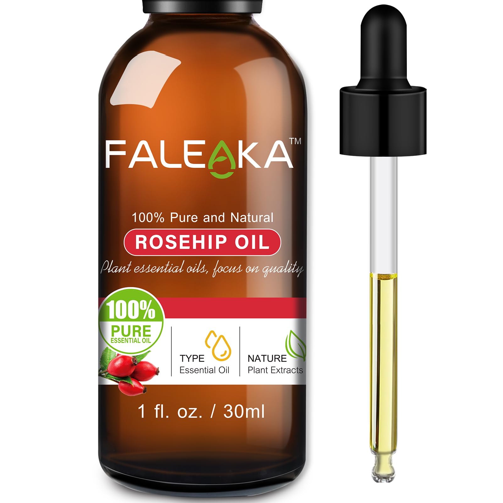 Organic Rosehip Oil for Face & Skin - 100% Pure Cold Pressed Rosehip Seed Oil - Natural Anti-Aging, Moisturizing & Scar Treatment - Perfect for Dry Skin, Wrinkles & Stretch Marks