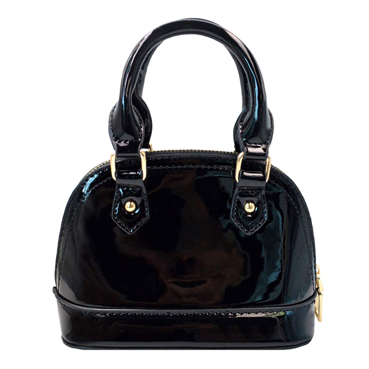 CLARA Women's Patent Leather Dome Handbag - Elegant Shell Satchel Wedding Clutch Purse for Evening Parties, Bridal Events & Special Occasions