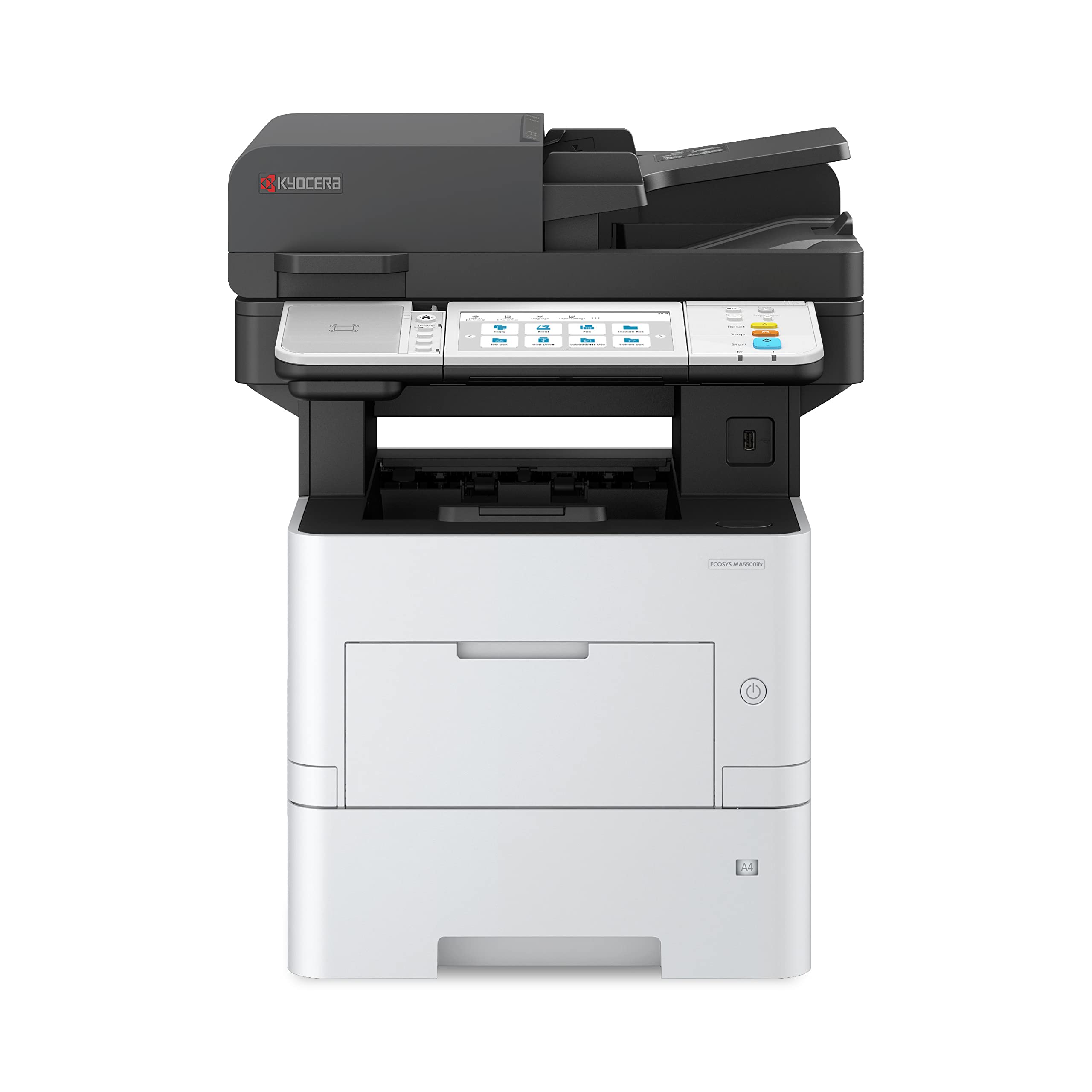 KYOCERA ECOSYS MA5500ifx All-in-One Monochrome Laser Printer - Print, Copy, Scan, Fax - 57 ppm High Speed, 1200 dpi Fine Resolution, Gigabit Ethernet, HyPAS Capable, 7-inch Touchscreen, 512 MB Memory - Perfect for Office & Small Business Document Management