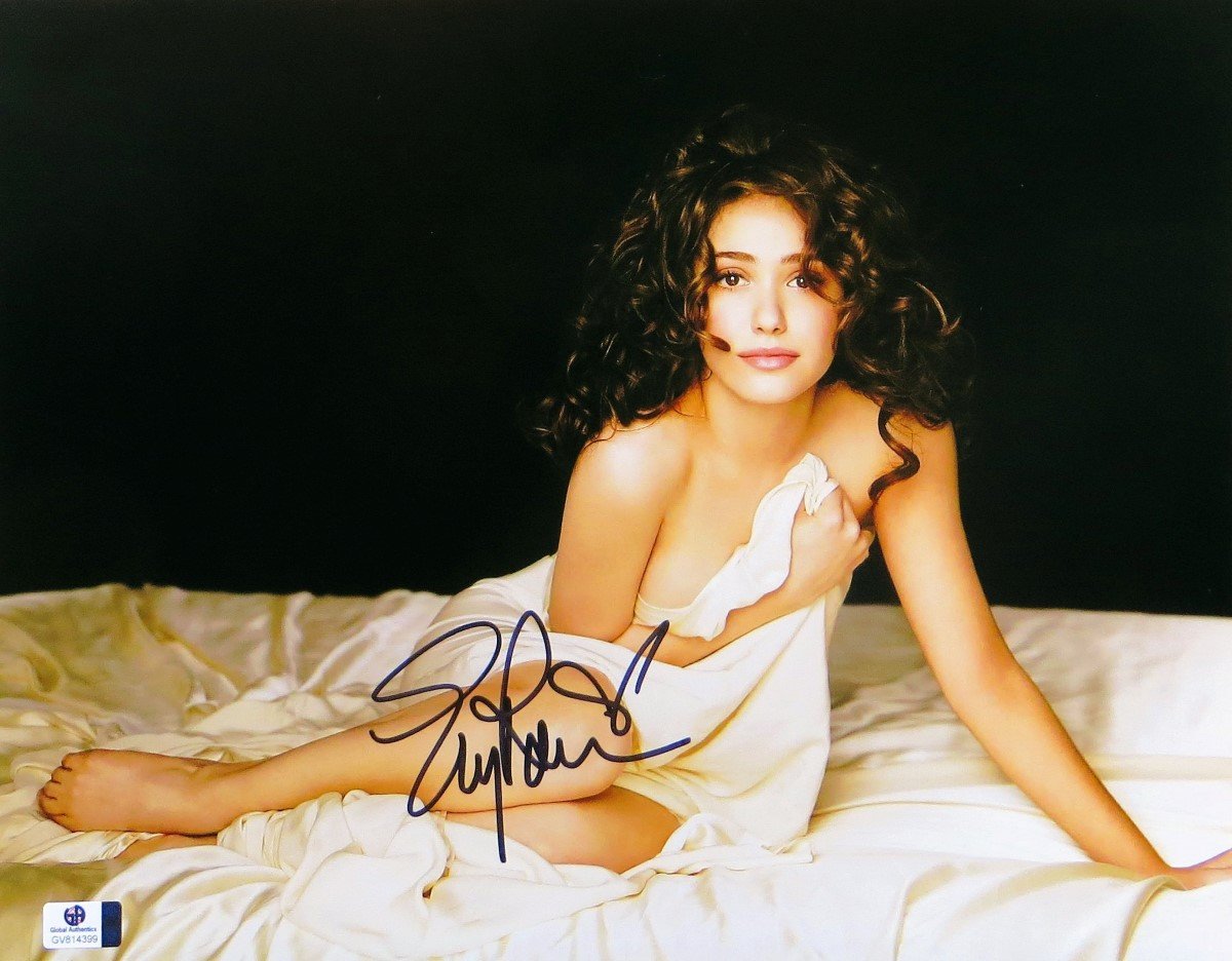 Emmy Rossum Signed Autographed 11x14 Photo - Sexy Cute in Bed Sheet - GV814399 - Perfect for Celebrity Memorabilia Collections & Movie Fan Gifts