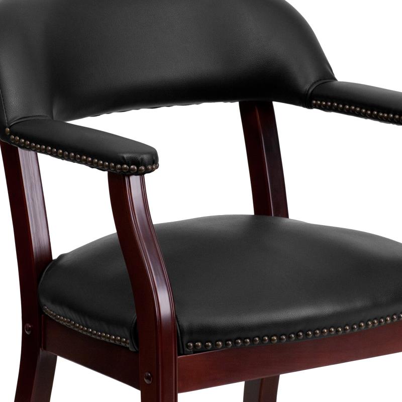 Premium FLASH Vinyl Conference Chair with Accent Nailhead Trim & Smooth-Rolling Casters - Ergonomic Office Chair for Executive Meetings, Home Office & Professional Workspaces