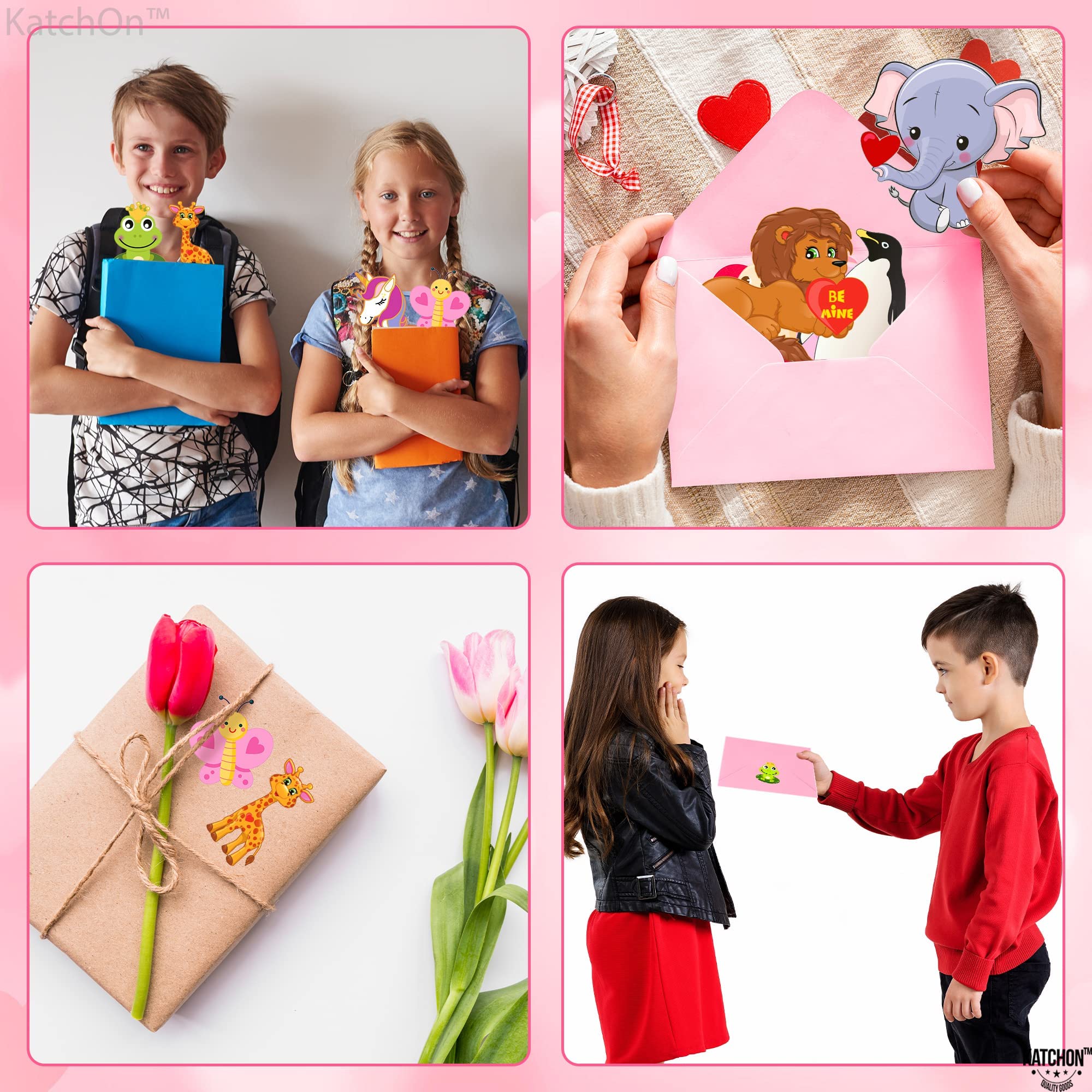 KatchOn Valentine's Day Cards for Kids - Pack of 96 with Stickers & Envelopes (32 Each) | Cute Classroom Exchange Cards for School | Perfect for Valentine's Day Parties & Classroom Activities