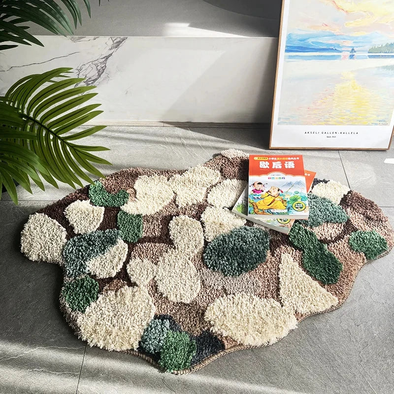 Abstract Forest Moss Tufted Accent Rug - Soft Modern Home Decor for Living Room, Bedroom & Nursery - Eco-Friendly Floor Mat for Cozy Interior Design