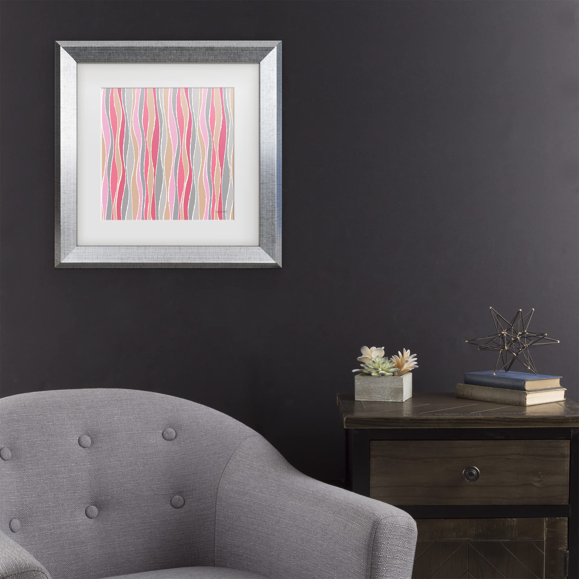 Lisa Audit 'Think Pink 16' Framed Canvas Wall Art - Pink Floral Painting for Living Room, Bedroom & Office Decor
