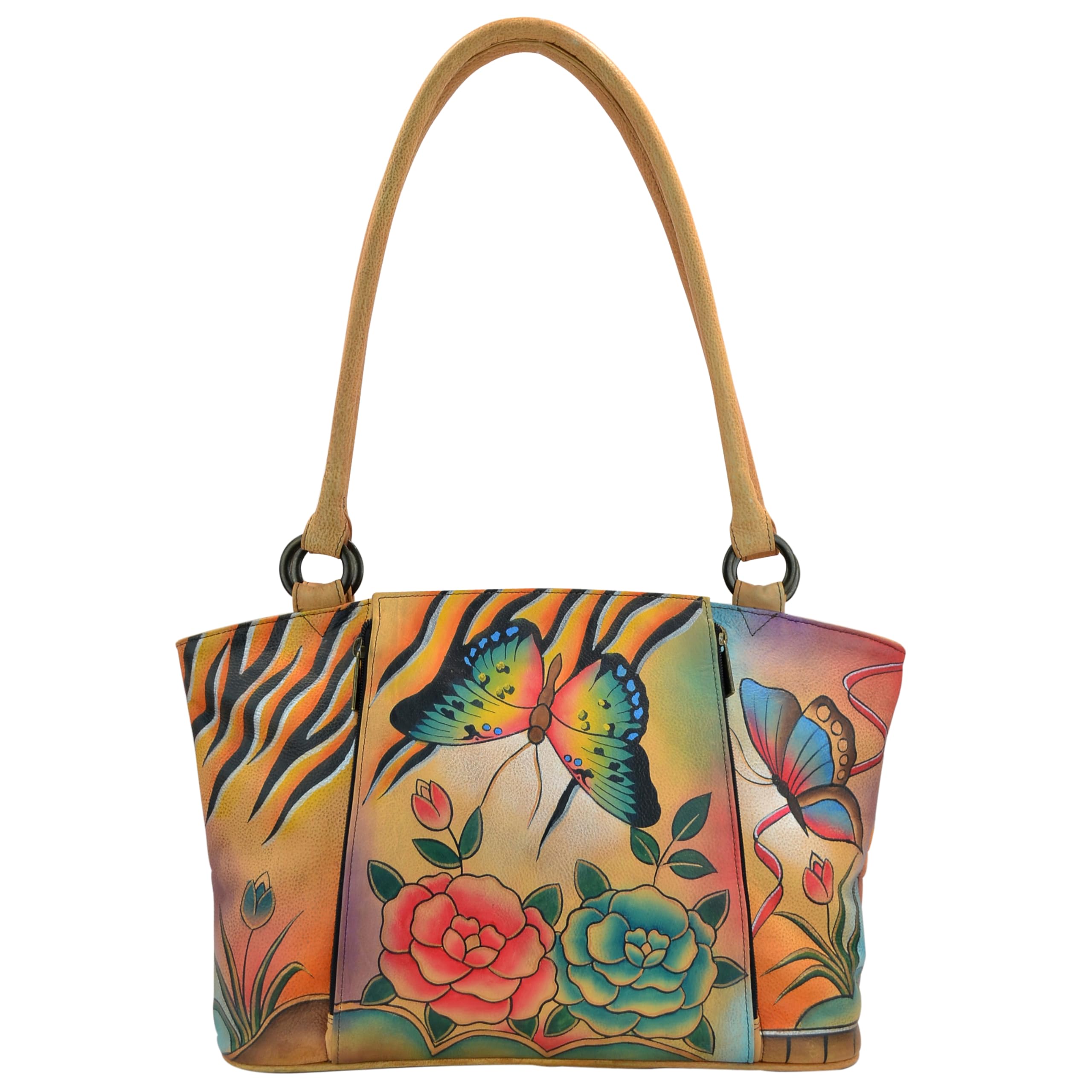 Anuschka Hand-Painted Genuine Leather Women's Tote Bag - Artistic Organizer Purse for Work, Travel & Daily Use