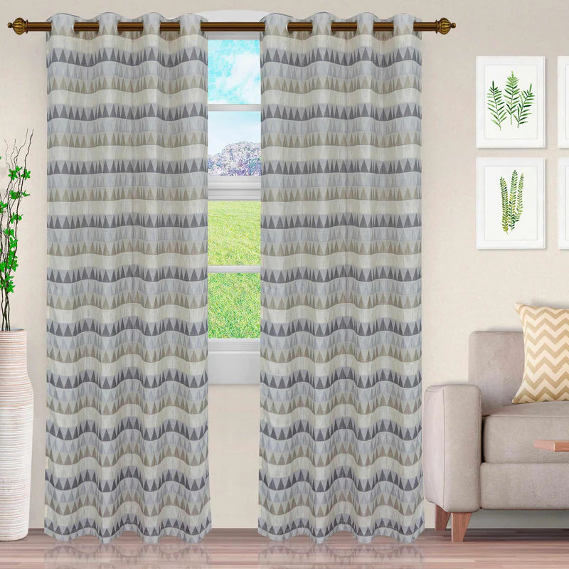 Elegant Scalene Semi-Sheer Jacquard Grommet Curtain Panel Set - Light Filtering Window Treatment for Living Room & Bedroom