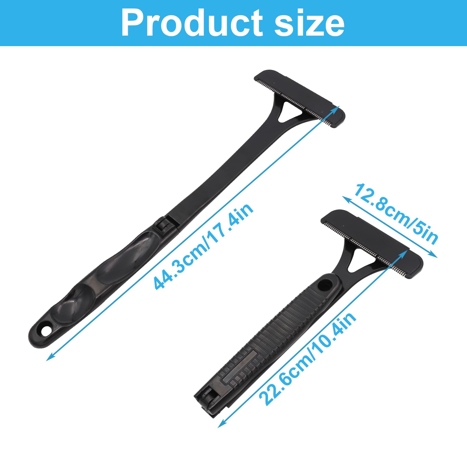 Men's Back Razor & Body Hair Trimmer - 10 Replacement Blades, Foldable Back Hair Remover for Wet/Dry Shaving | Effective Back Shaving Tool for Smooth Skin | Perfect for Home Use, Travel & Grooming Kits