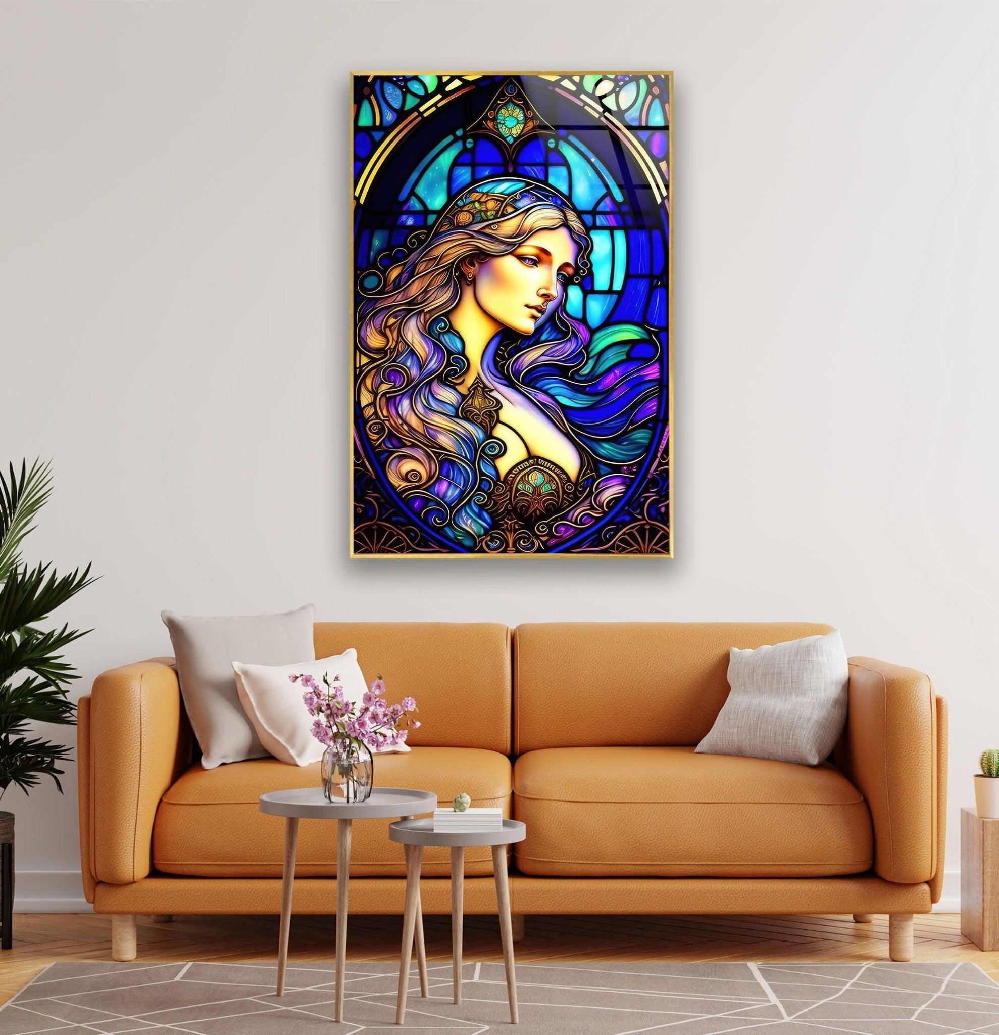 Aurora Princess Glass Wall Art - Elegant Handmade Decor for Living Room, Bedroom & Office - Perfect Gift for Home & Wedding