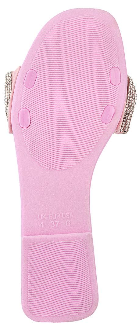 JUICY COUTURE Women's Bejeweled Flat Slide Sandals - Elegant Pool & Beach Style - Perfect for Summer Vacations & Casual Outings