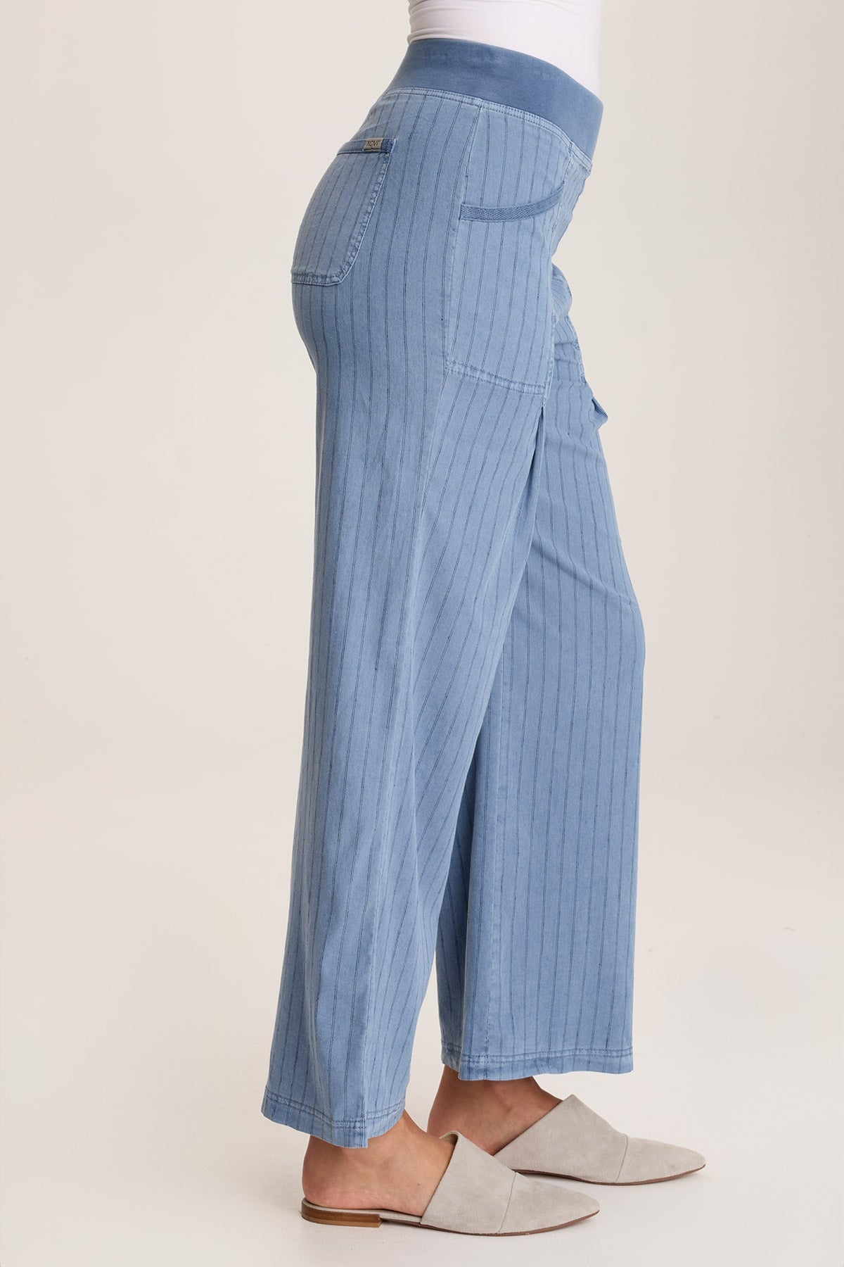 Laughlin Striped Linen Wide Leg Pants for Women - Comfortable High Waist Palazzo Trousers for Summer, Beach, and Casual Wear
