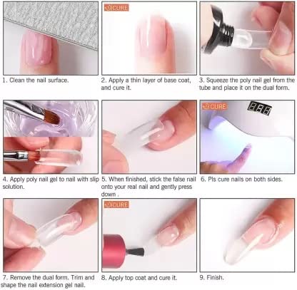 Professional Acrylic Gel Nail Extension Kit with Base & Top Coat - Transparent Nail Art Set for Salon & Home Manicures | DIY Nail Enhancements & Long-Lasting Wear