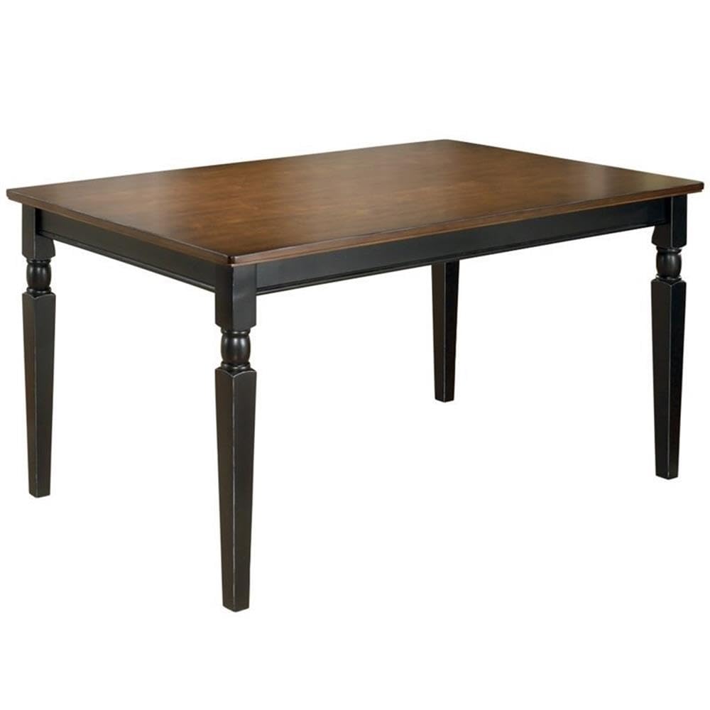 BOWERY HILL Solid Hardwood Rectangular Dining Table - Two-Toned Black & Brown - Perfect for Modern Dining Rooms, Kitchens & Open Concept Living Spaces