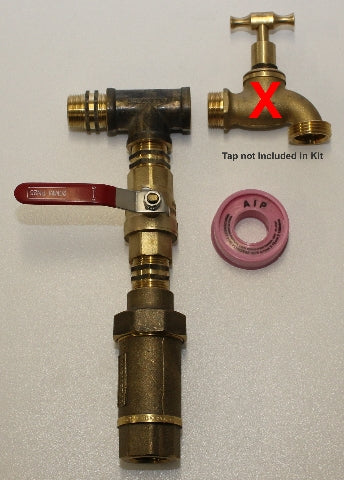 15mm (1/2 Inch) Brass Backflow Preventer Connection Kit for Garden Irrigation Systems - Perfect for Sprinklers, Drip Lines & Outdoor Watering Solutions