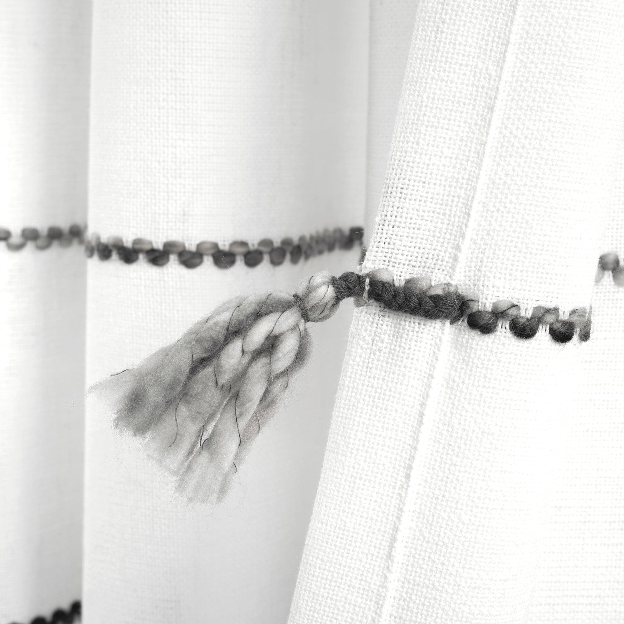 Farmhouse Boho Stripe Woven Tassel Window Curtains - Yarn Dyed Recycled Cotton Blend Panel Set (2 Pack) for Living Room, Bedroom & Dining Room Decor