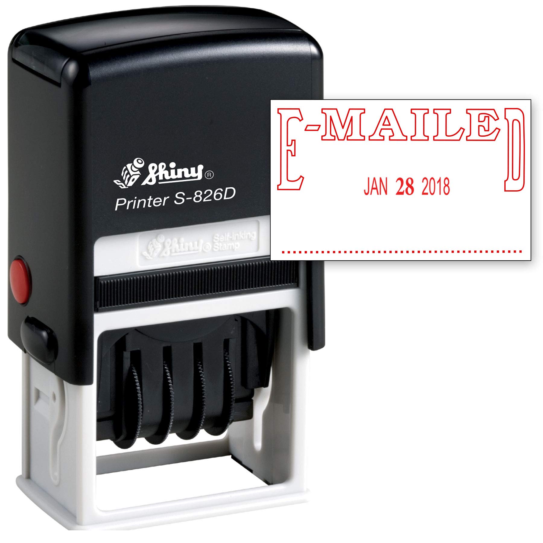 Self Inking Date Stamp with EMAILED Design - Red Ink, Perfect for Office, Mail, and Document Organization